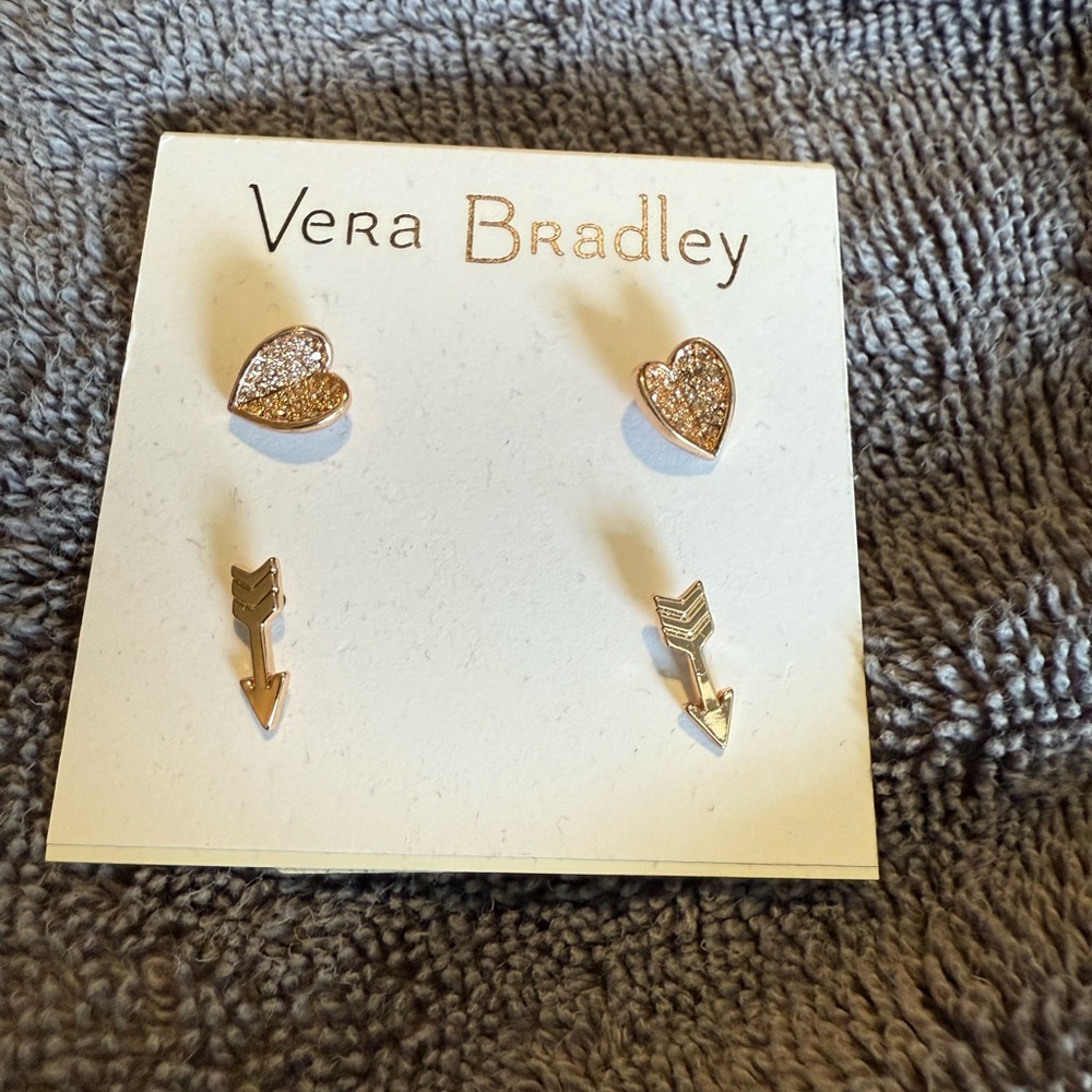 Vera Bradley Rose Gold Heart and Arrow Earrings
